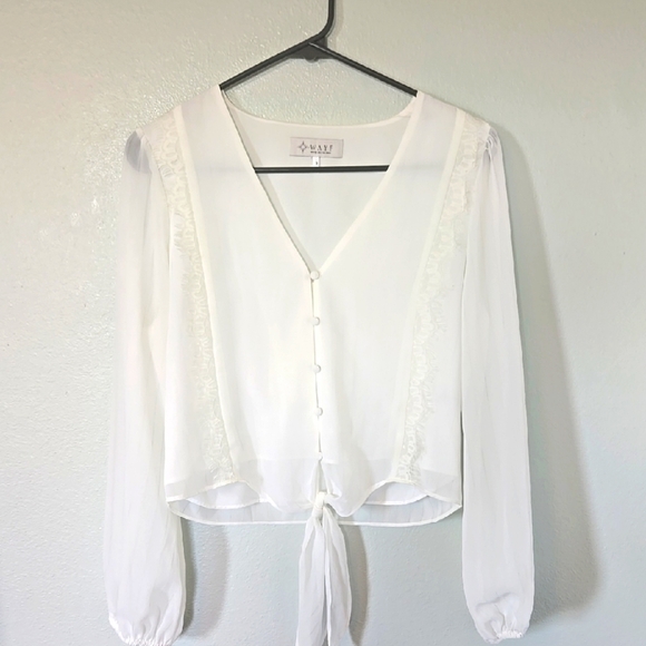 Wayf White Cropped Blouse Size Small - Picture 1 of 8